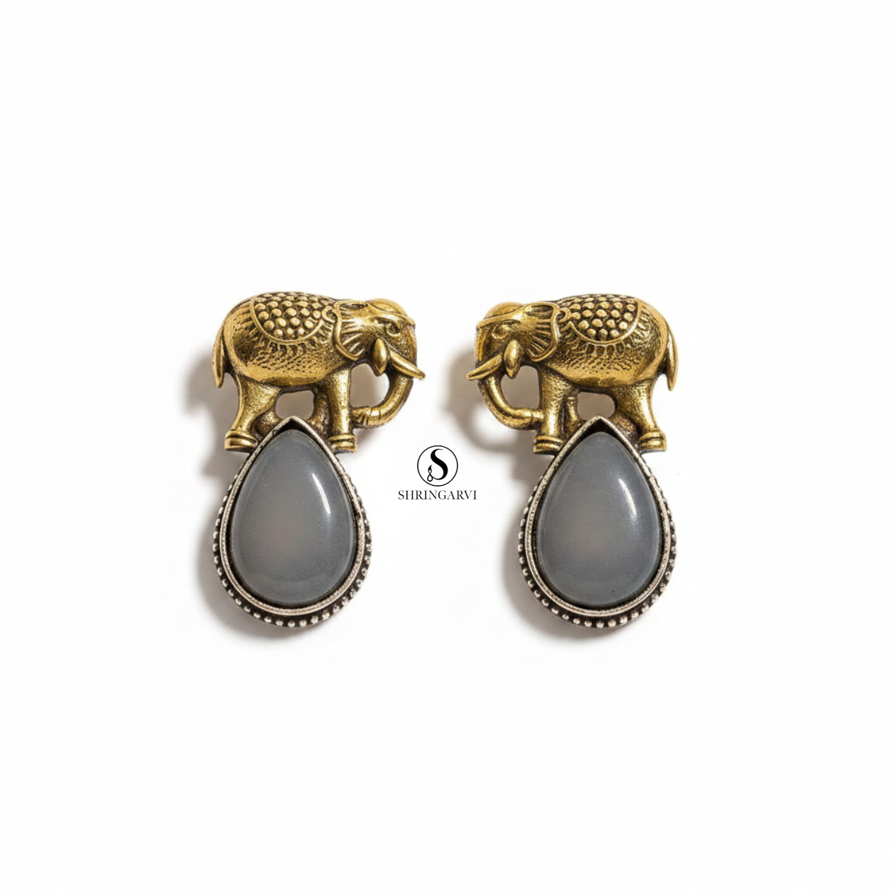 Grey Girija Dual Tone Studs