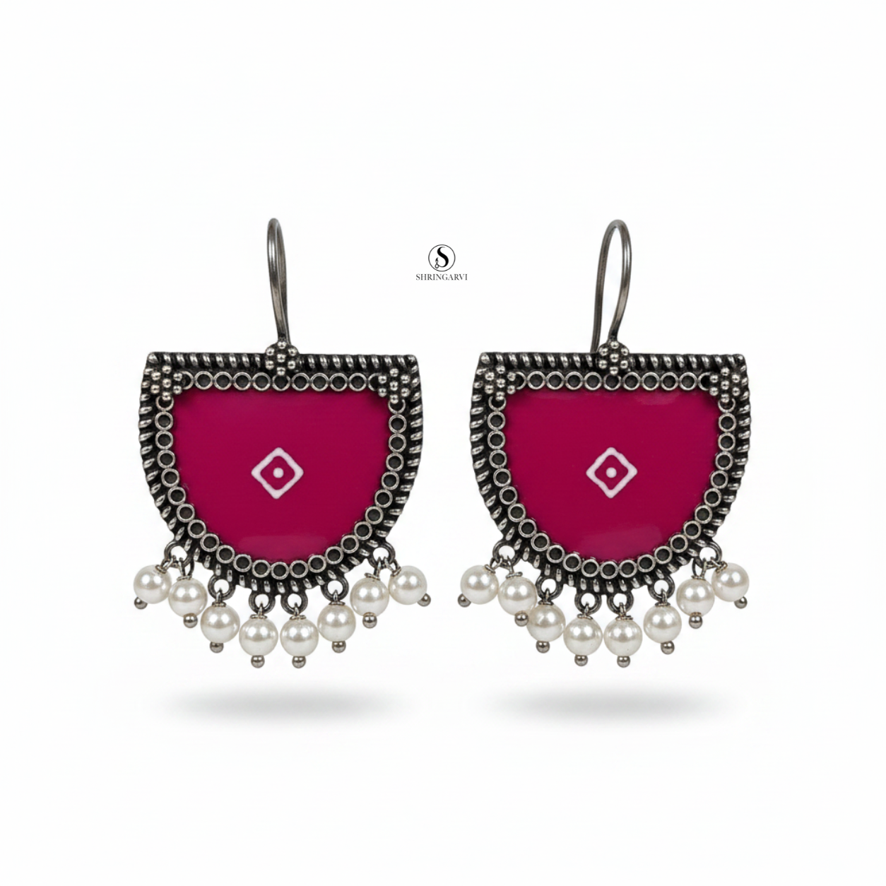 Magenta Bindu Danglers