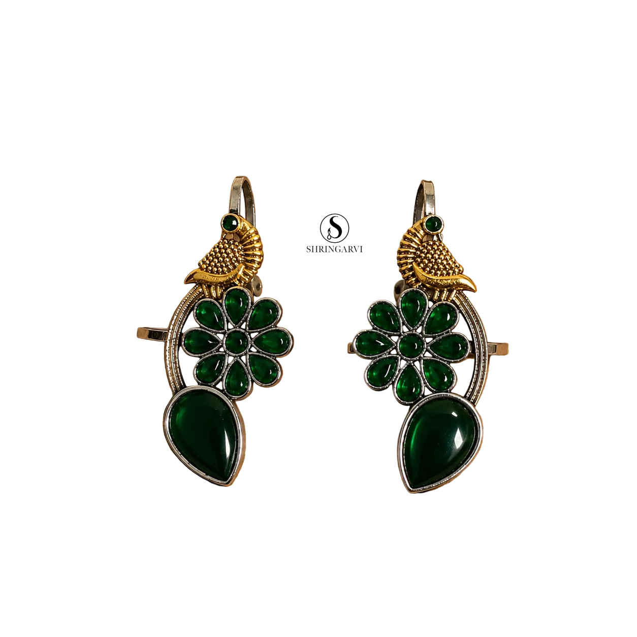 Emerald Green Meenakshi Earcuffs