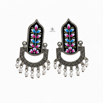 Black Mangala Handpainted Danglers