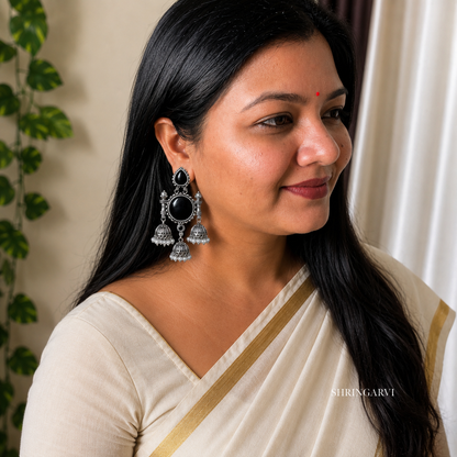 Black Monalisa Tripuri Jhumkas