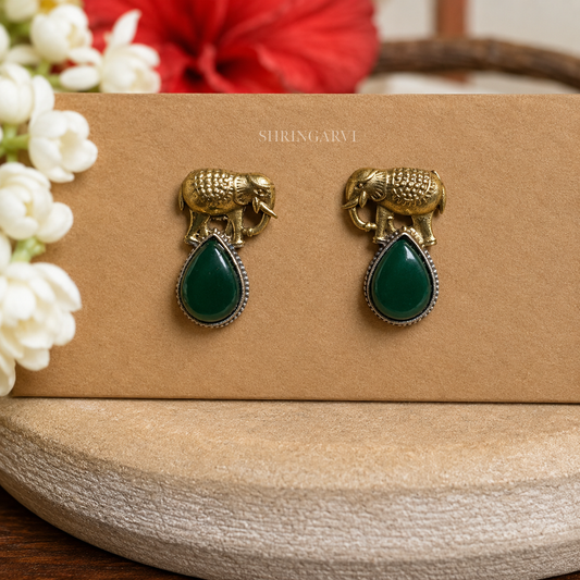 Dark Green Girija Dual Tone Stud