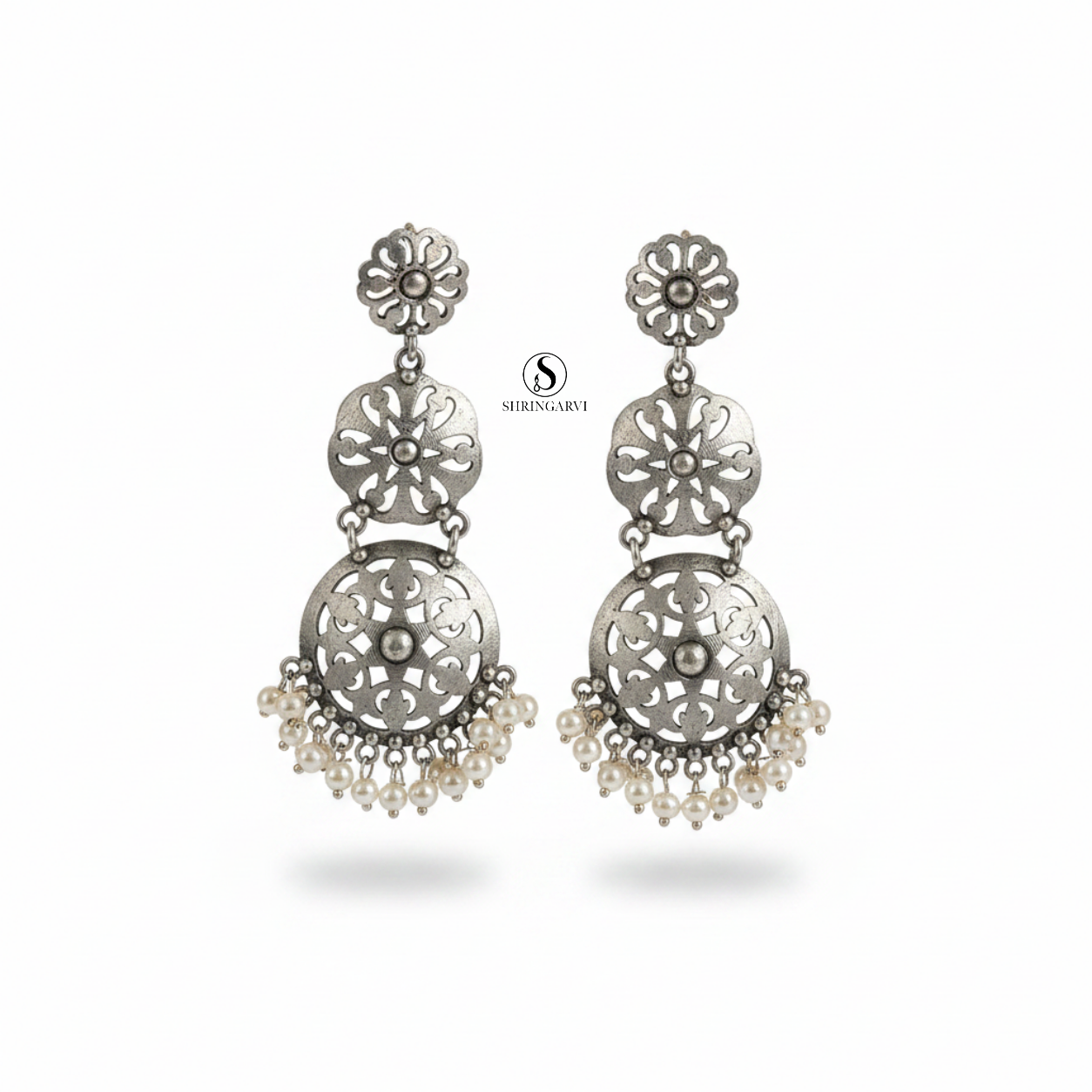 Pearl Madhubala Brass Danglers