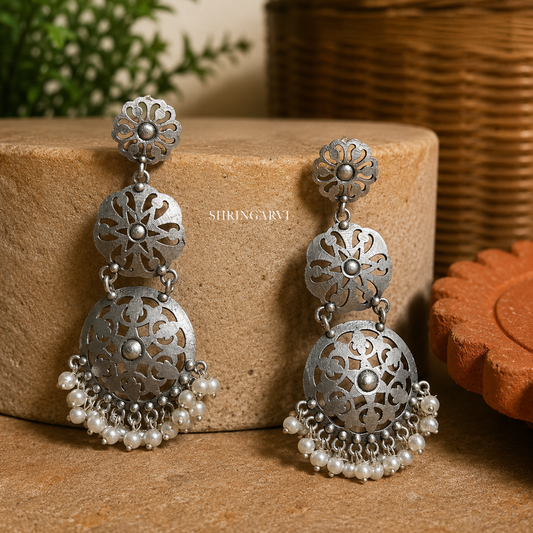 Pearl Madhubala Brass Danglers