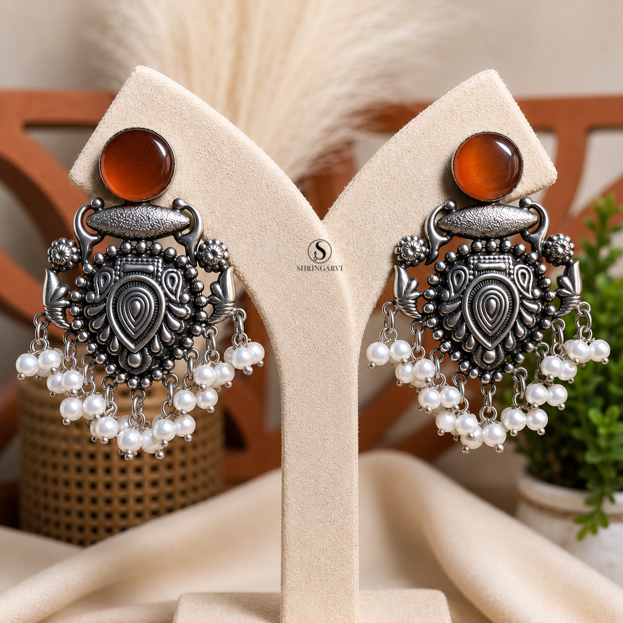 Amber Brown Raagini Danglers