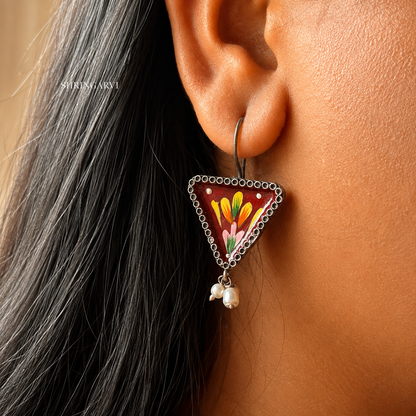 Maroon Phulkari Danglers