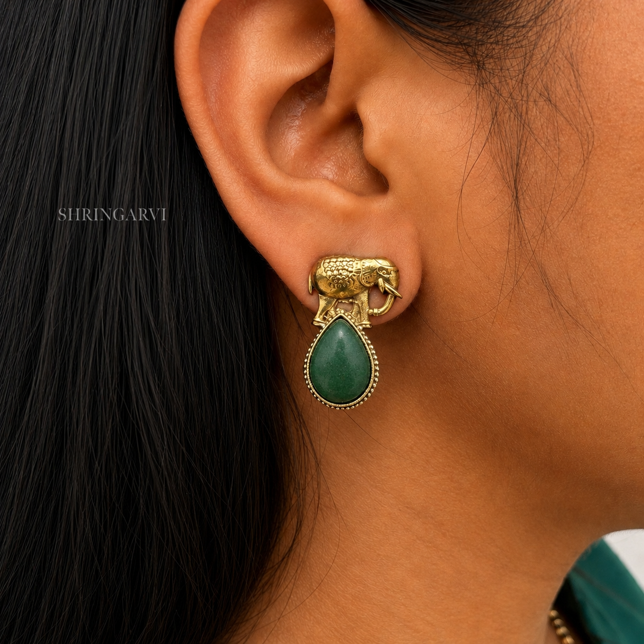 Dark Green Girija Dual Tone Stud