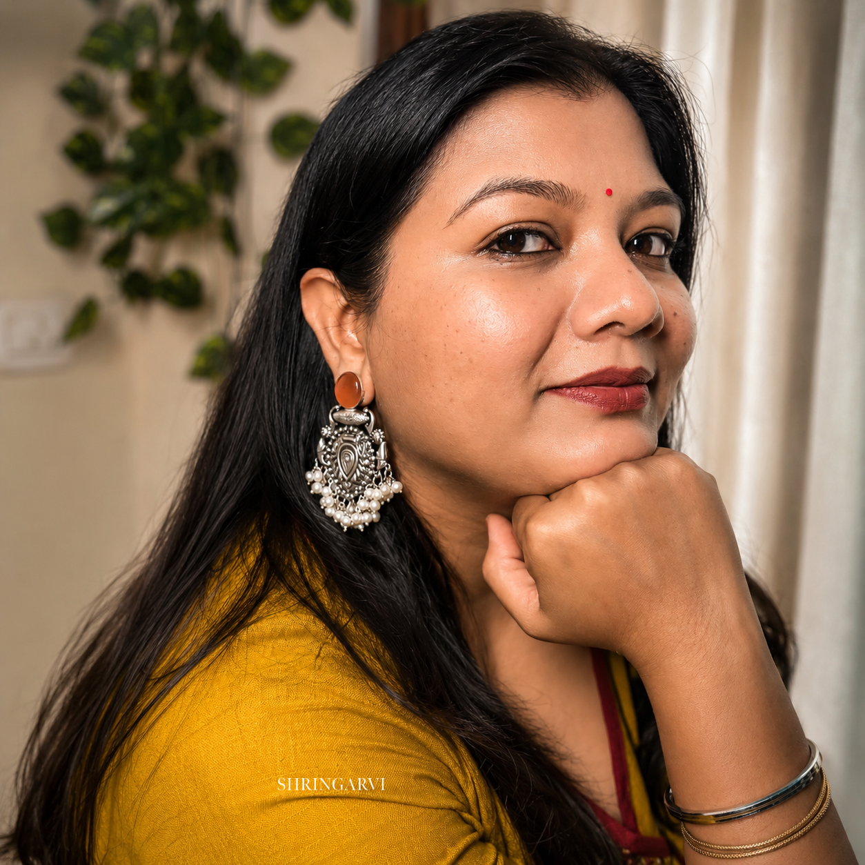 Amber Brown Raagini Danglers