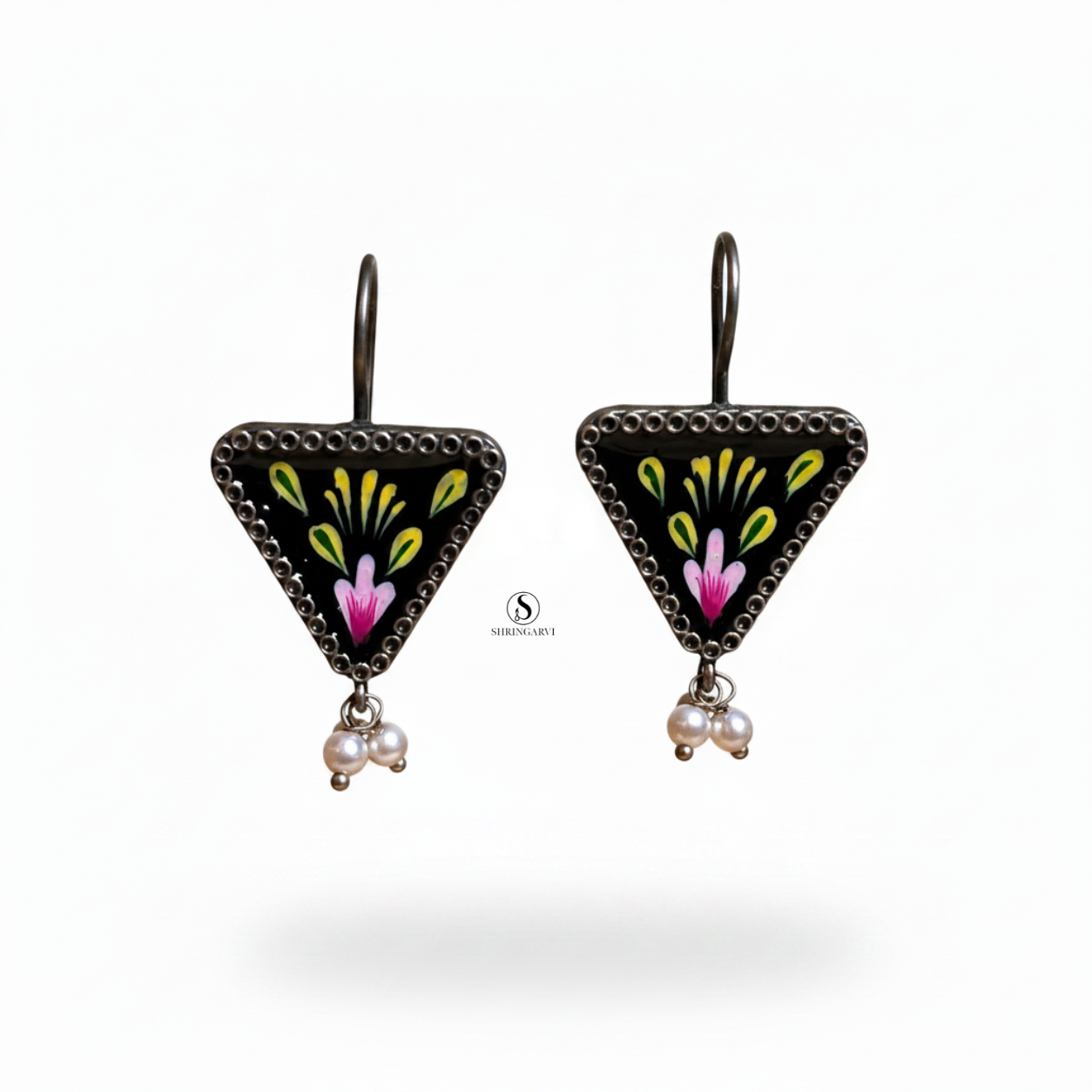 Black Phulkari Danglers