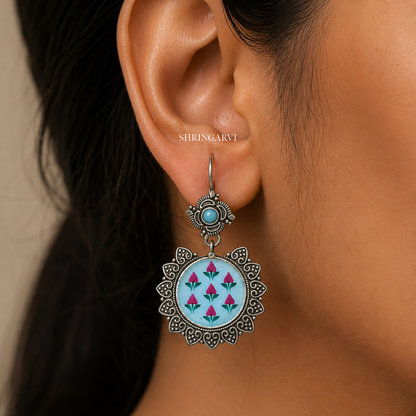 Pastel Blue Gulmohar Danglers