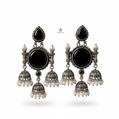 Black Monalisa Tripuri Jhumkas