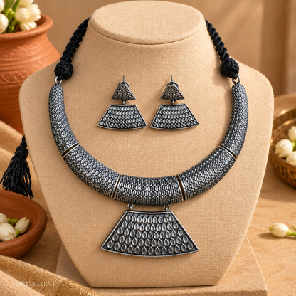 Banjaran Tribal Oxidised Necklace Set with Earrings