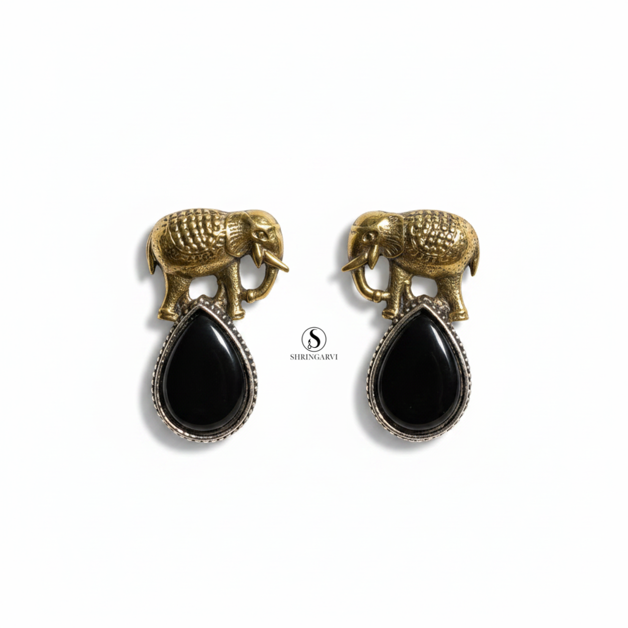 Black Girija Dual Tone Stud