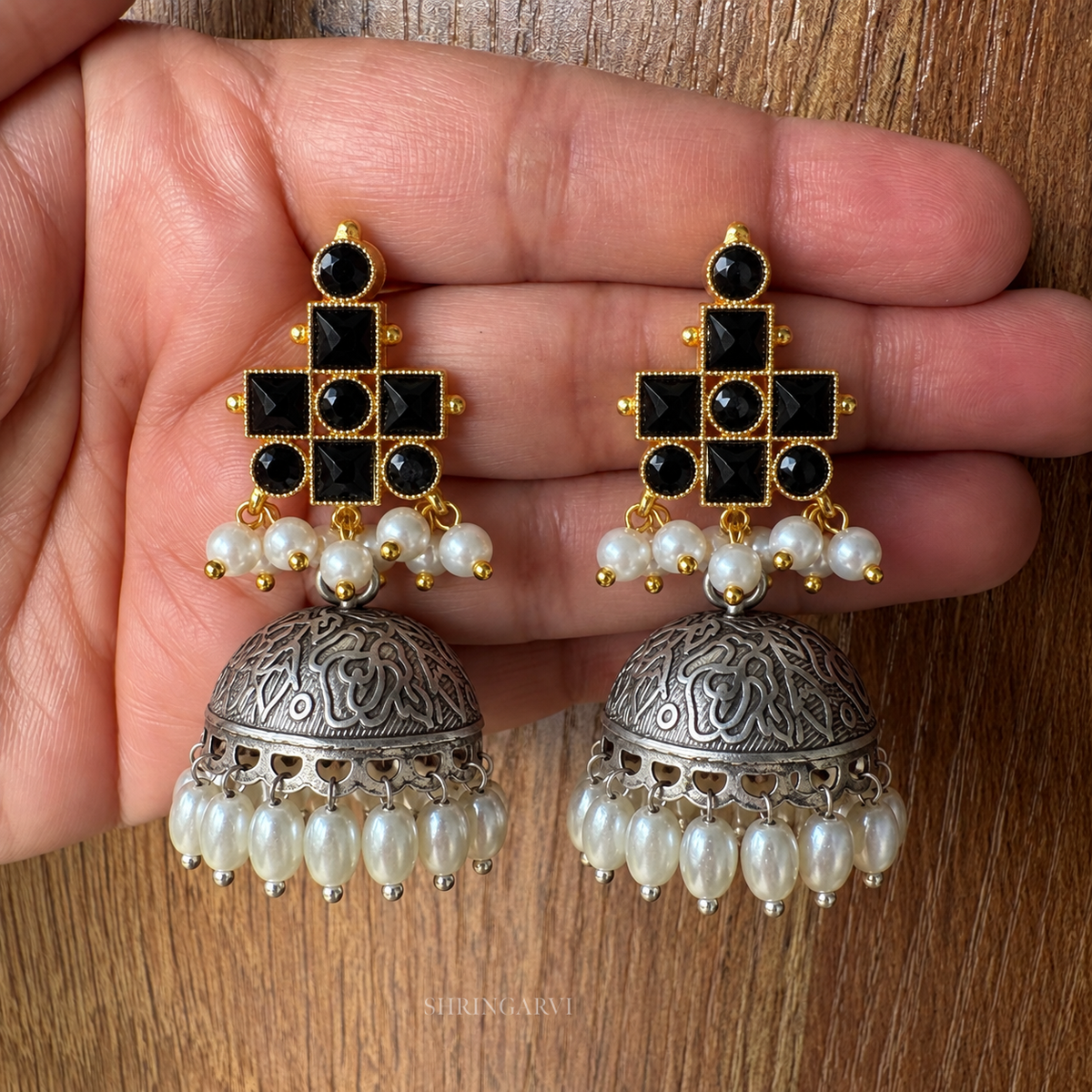 Black Mrinal Dual Tone Jhumka