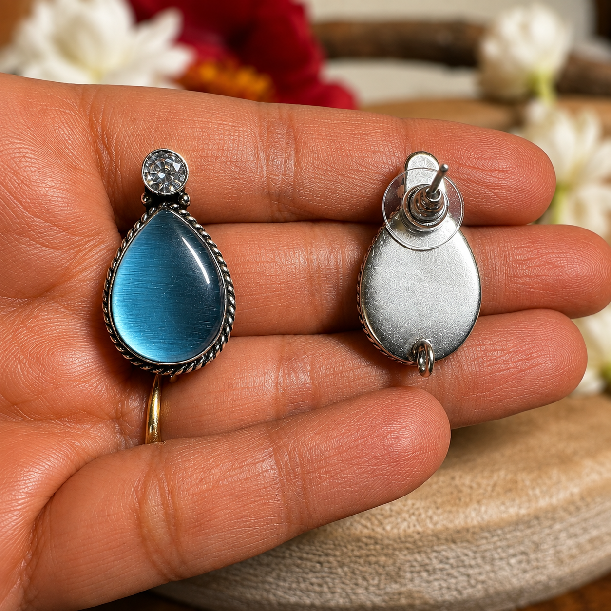 Blue Raindrop Studs
