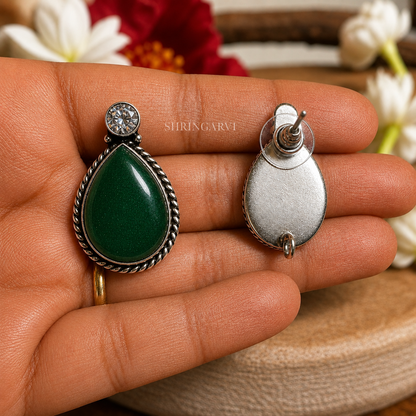 Deep Green Raindrop Stud