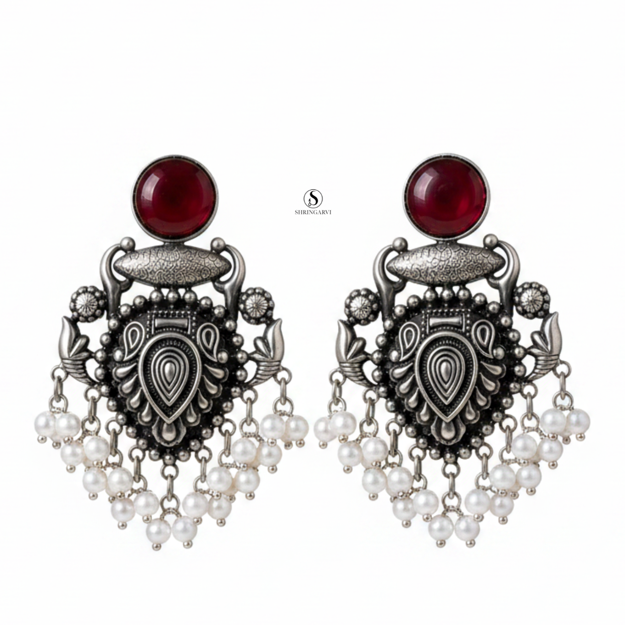 Deep Maroon Raagini Danglers