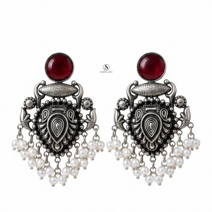 Deep Maroon Raagini Danglers
