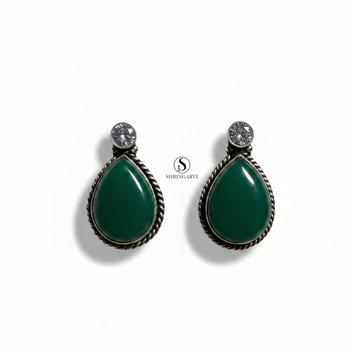 Deep Green Raindrop Stud