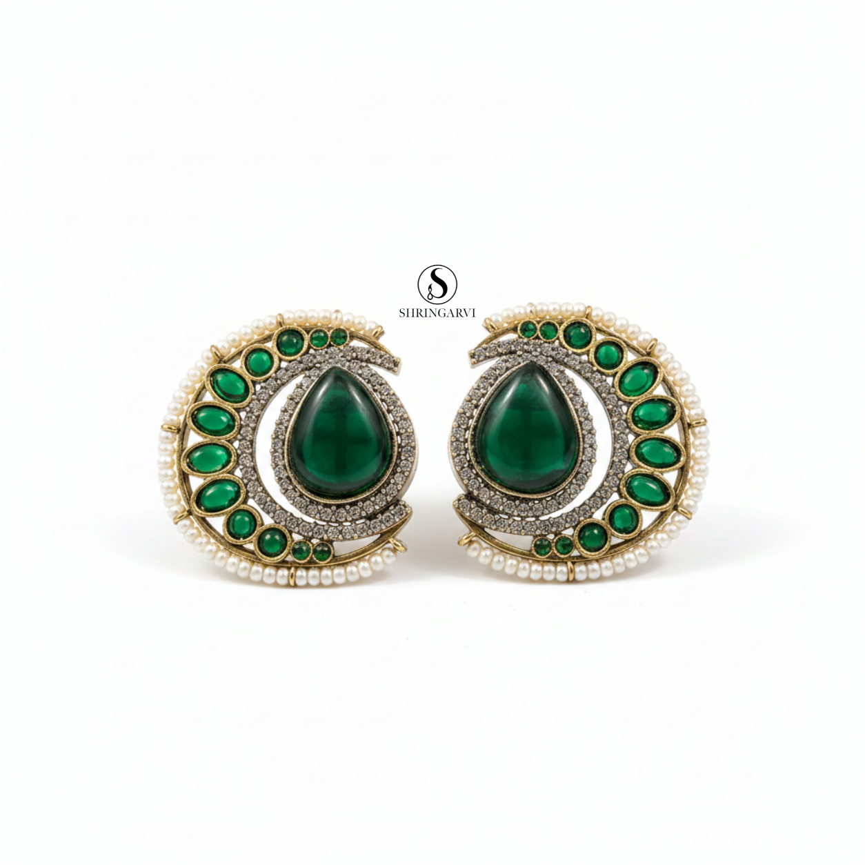 Emerald Green Nisha Stone Studs