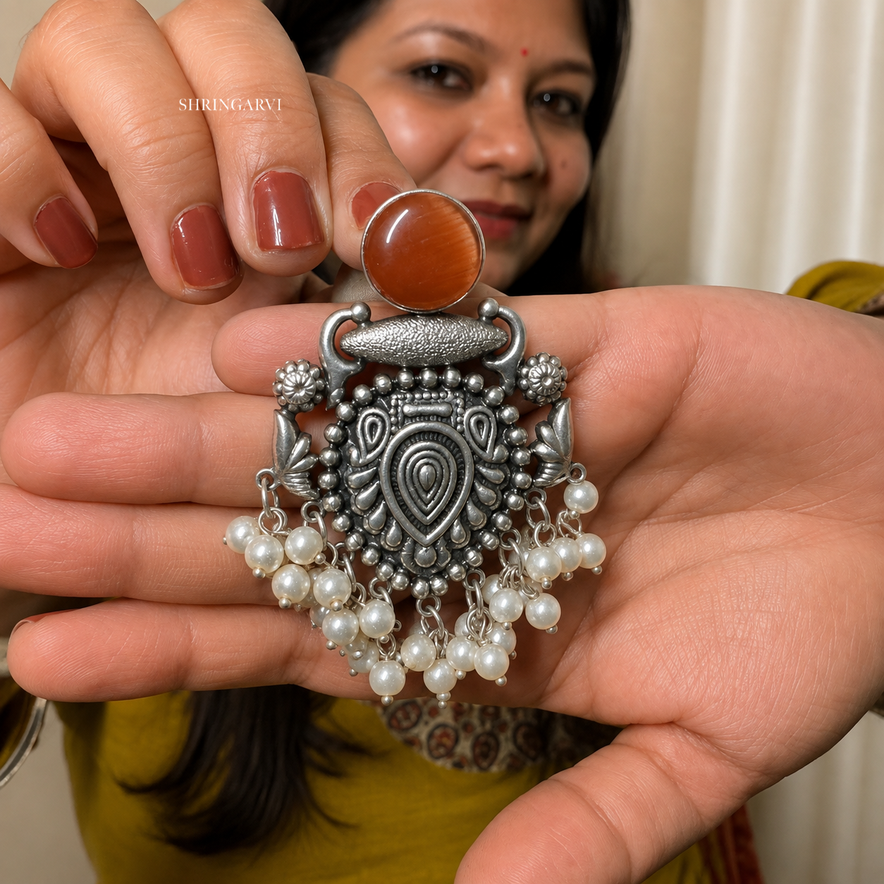 Amber Brown Raagini Danglers