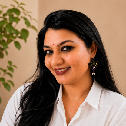 Black Phulkari Danglers