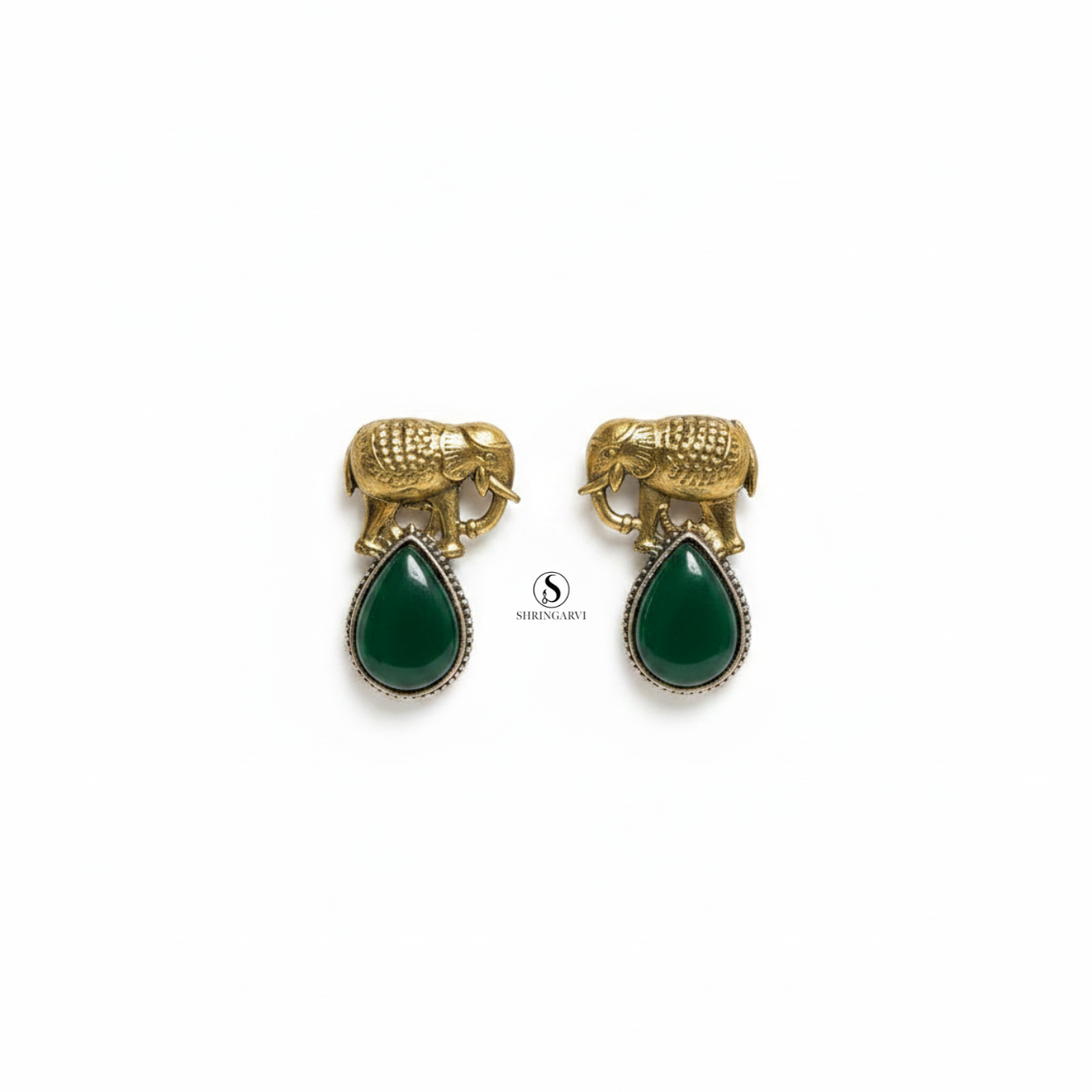 Dark Green Girija Dual Tone Stud