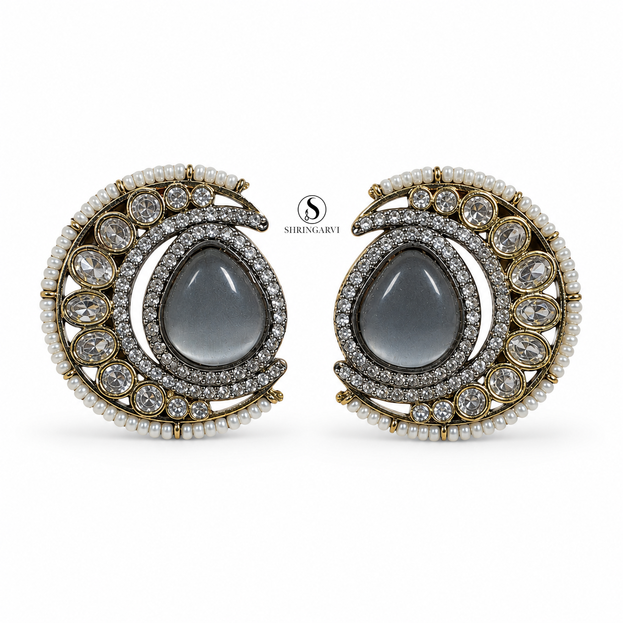 Grey Nisha Studs