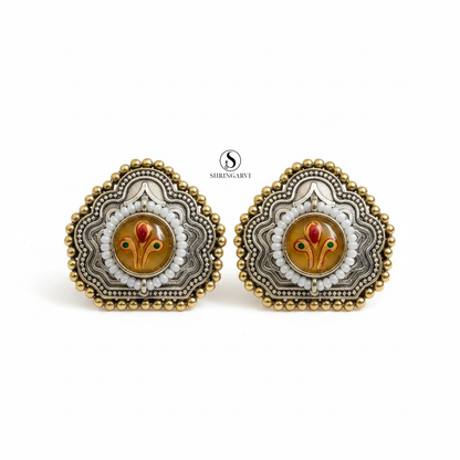 Golden Pihu Meenakari Studs