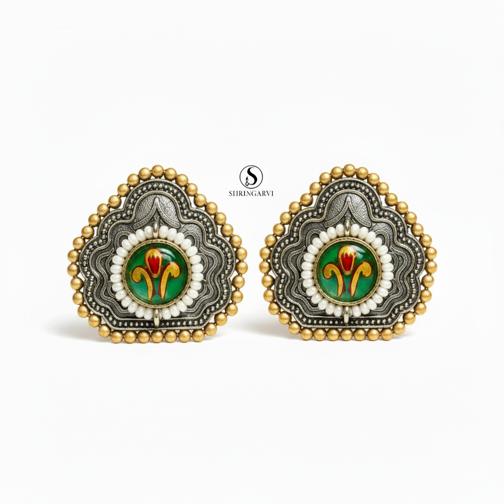 Mint Green Pihu Meenakari Studs