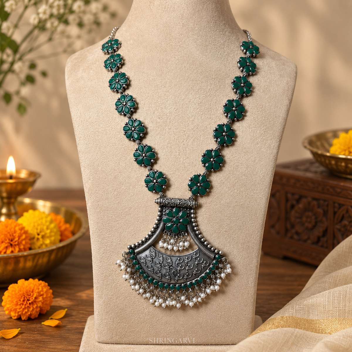 Green Rajeshwari Necklace