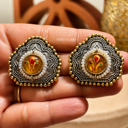 Golden Pihu Meenakari Studs