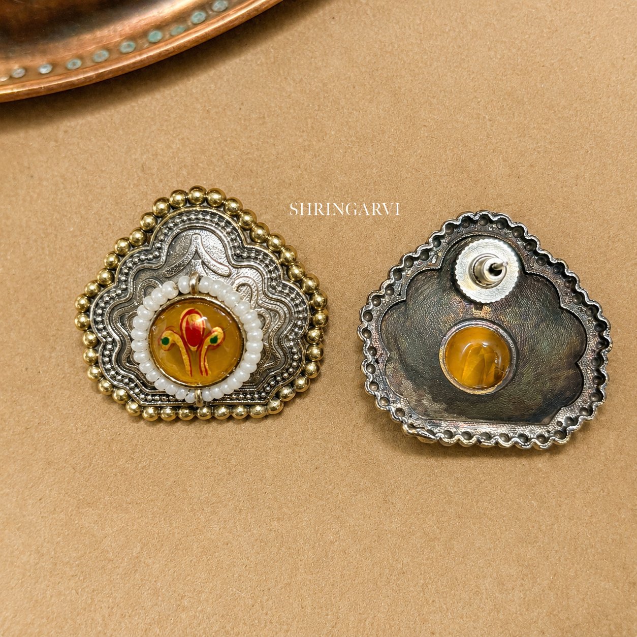 Golden Pihu Meenakari Studs