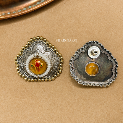 Golden Pihu Meenakari Studs