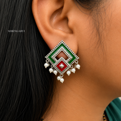 Green-Red Jharoka Studs