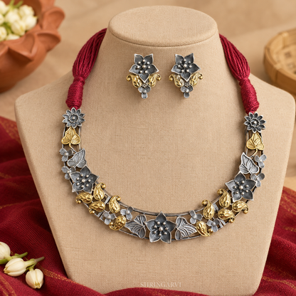 Juhi Dual Tone Floral Necklace Set