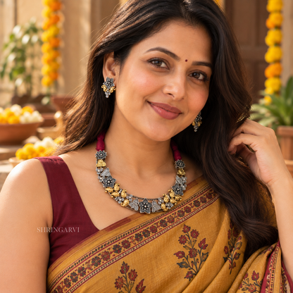 Juhi Dual Tone Floral Necklace Set