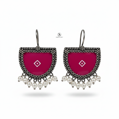Magenta Bindu Danglers