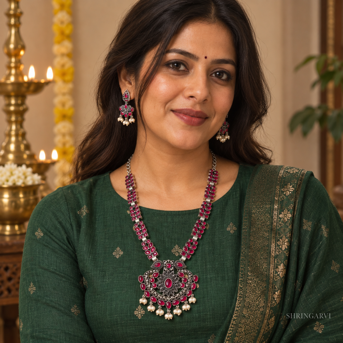 Magenta Lalita Long Necklace Set
