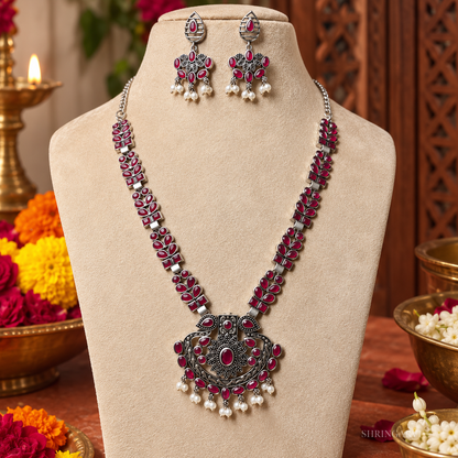 Magenta Lalita Long Necklace Set