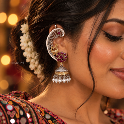 Magenta Rajnigandha Earcuffs