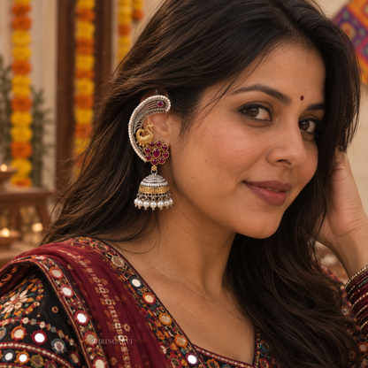 Magenta Rajnigandha Earcuffs