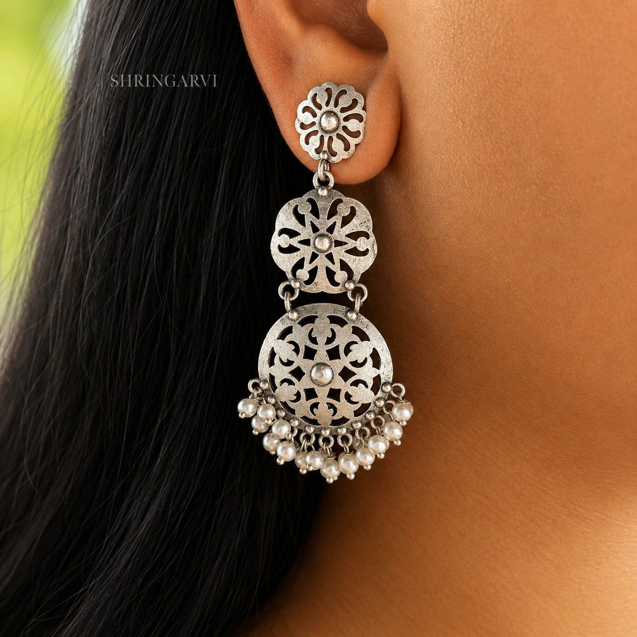 Pearl Madhubala Brass Danglers