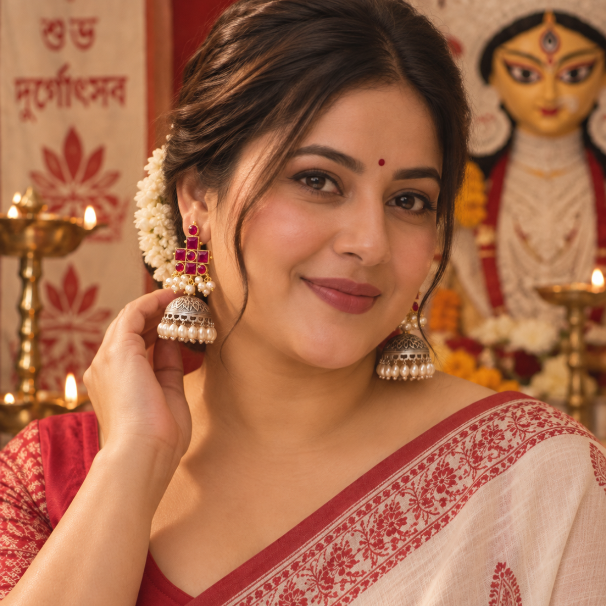 Magenta Mrinal Dual Tone Jhumka