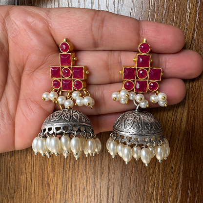 Magenta Mrinal Dual Tone Jhumka