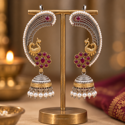 Magenta Rajnigandha Earcuffs