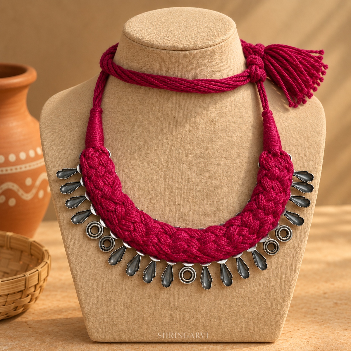 Matsya Thread Choker Necklace in Premium Brass
