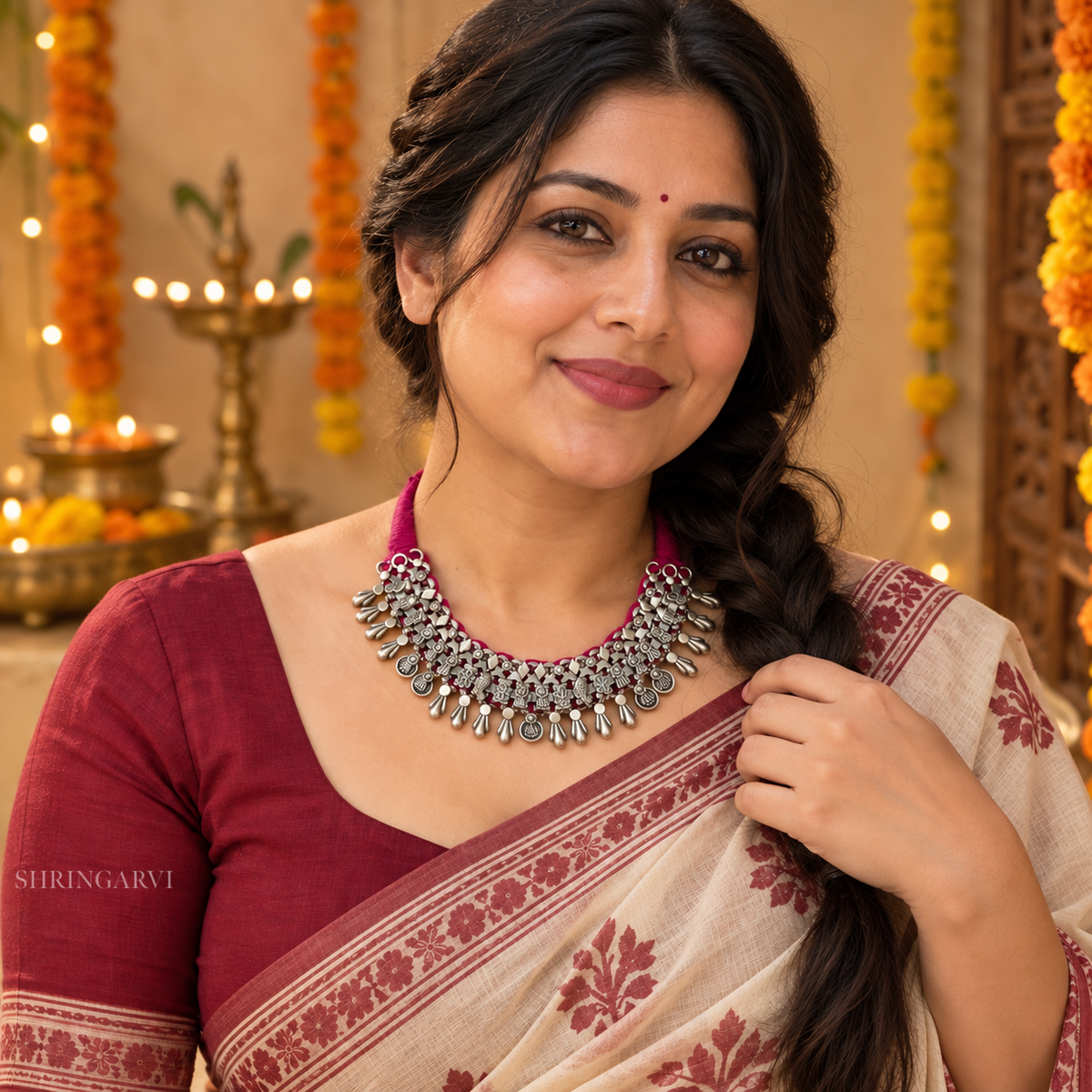 Matsya Thread Choker Necklace in Premium Brass