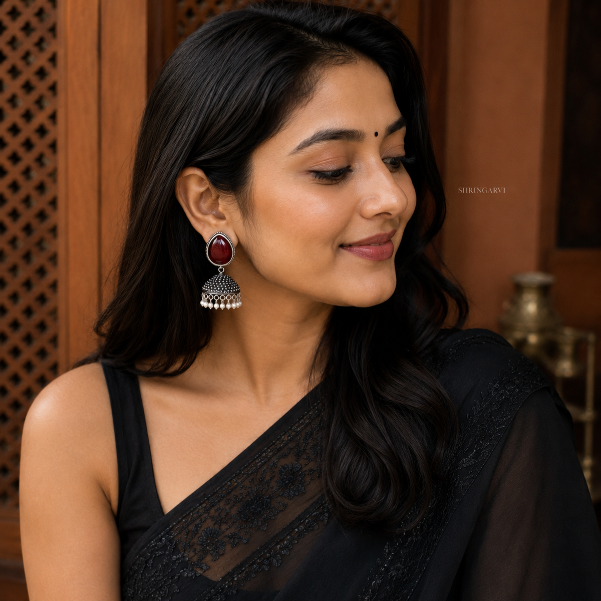Red Ishanvi Jhumka