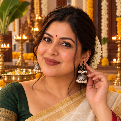 Black Mrinal Dual Tone Jhumka